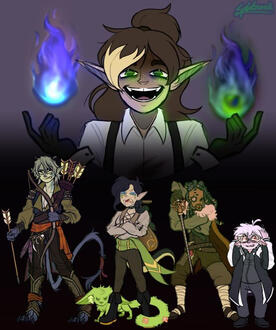 Dnd Artfight Piece (Ocs by: @WhimsyWyrm, @Jackoool_, @@EffervescentNyx, @bananspot)